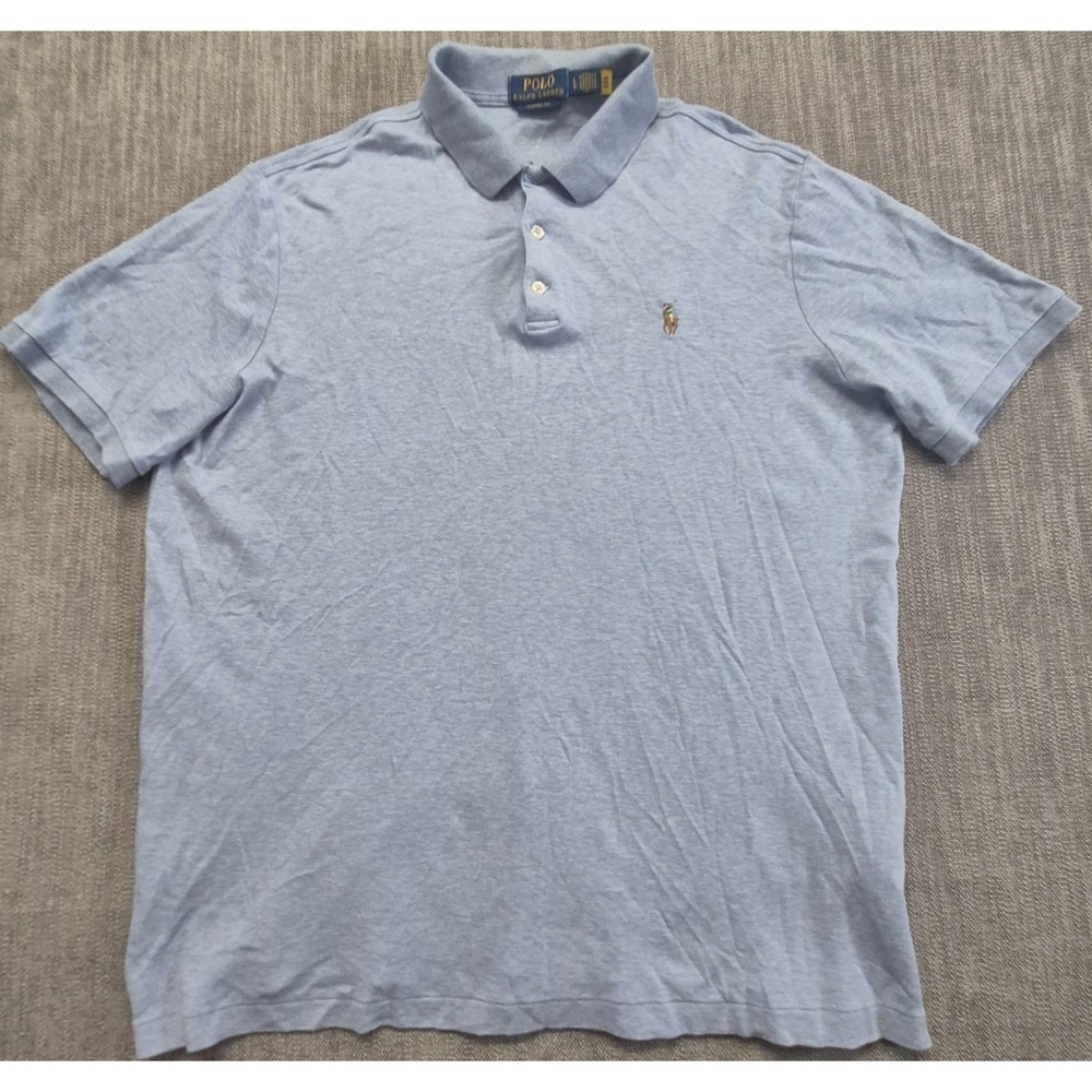 Polo Ralph Lauren Classic Fit mens light blue polo shirt M 100% Cotton pony logo